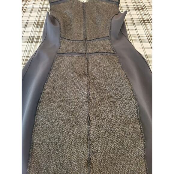 Elie‎ Tahari Lambs leather trim scuba dress Medium - Picture 3 of 8